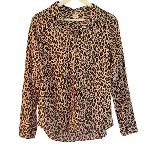 J.Crew cotton leopard collared button down size small - Picture 9 of 12